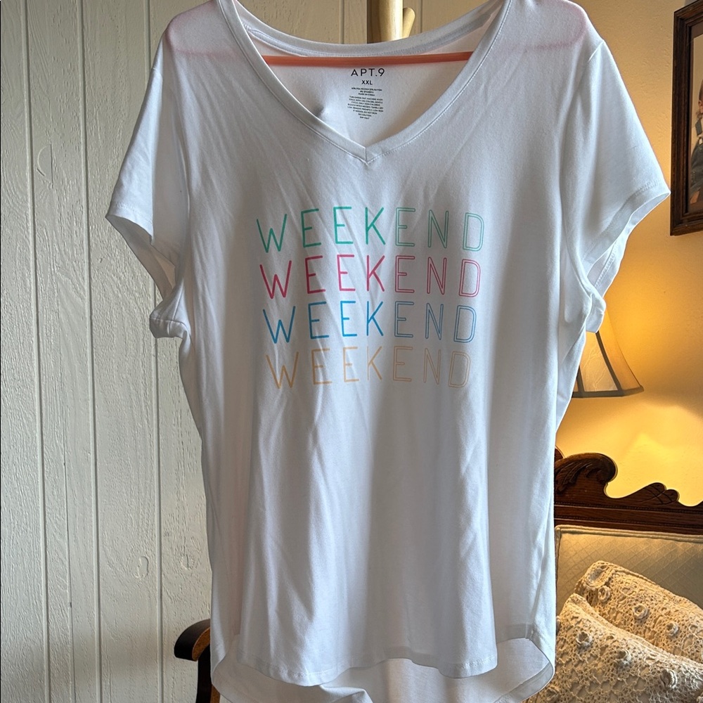 Apt. 9 Women's White Graphic Tee with Multicolor Weekend Print